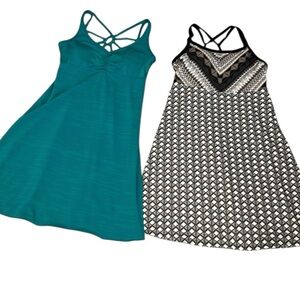 PRANA STRAPPY STRETCHY SPORTY DRESS SIZE M (lot of‎ two) athletic beach comfort